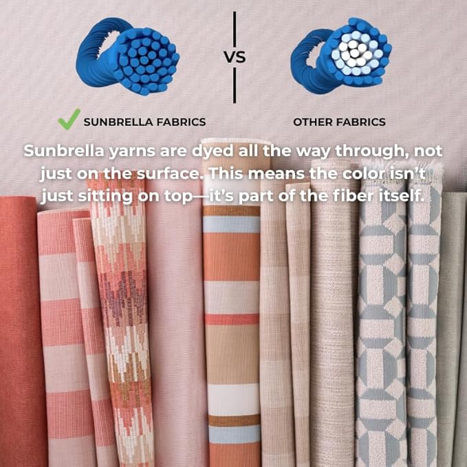 RSH DECOR: Sunbrella Square Throw Pillows Set of 4 | 24" x 24" | Water and Fade-Resistant Performance Fabric | Outdoor Pillow Covers with Down-Alternative Inserts | Maxim Heather Beige