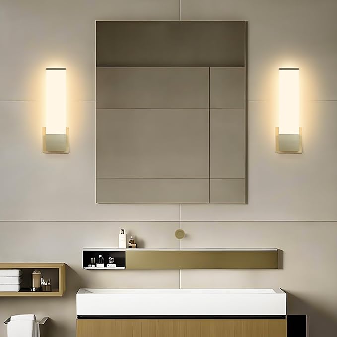 Kalium 14in Modern Wall Sconces, Dimmable Bathroom Vanity Lights, 3000K Warm White LED Indoor Sconces Lighting for Bathroom, Stairs, Living Room, Bedroom. Hardwired.