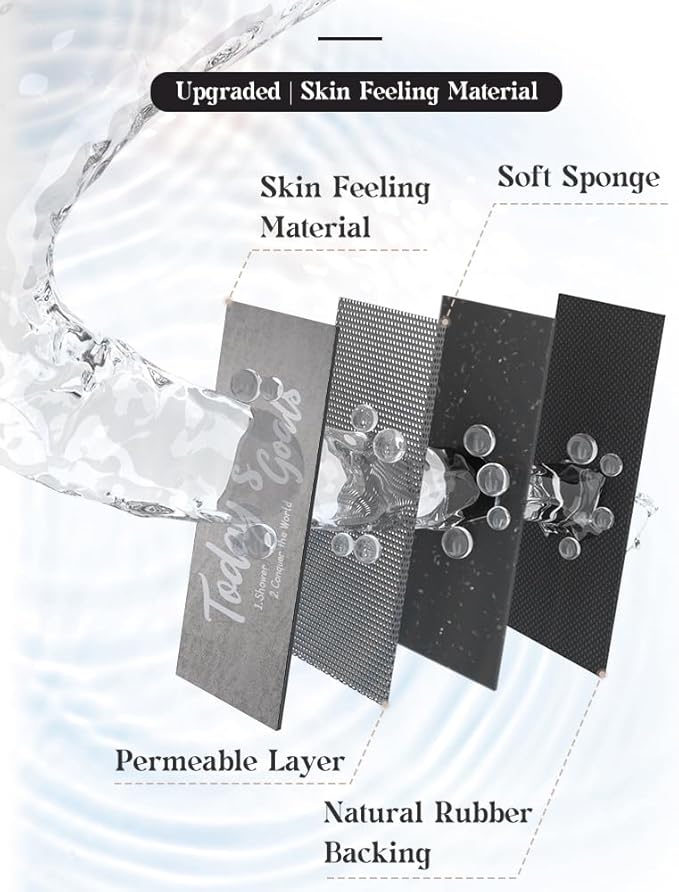 MontVoo -Bath Mat Rug- Non Slip Quick Dry Absorbent Thin Bathroom Rugs Fit Under Door-Faux Suede Surface Bathroom Floor Mats-Shower Rug for in Front of Bathtub Shower 17 X27.5 Grey Text Pattern