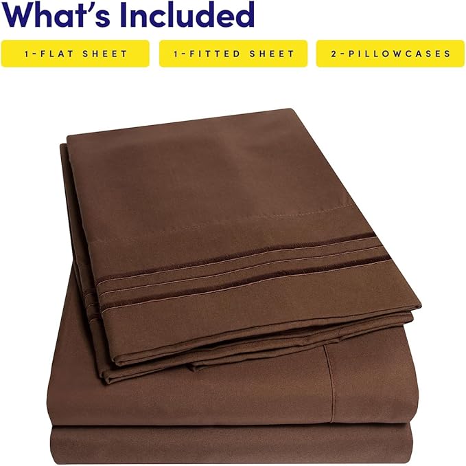 1500 Supreme Collection King Sheet Sets Brown - Luxury Hotel Bed Sheets and Pillowcase Set for King Mattress - Extra Soft, Elastic Corner Straps, Deep Pocket Sheets, King Brown