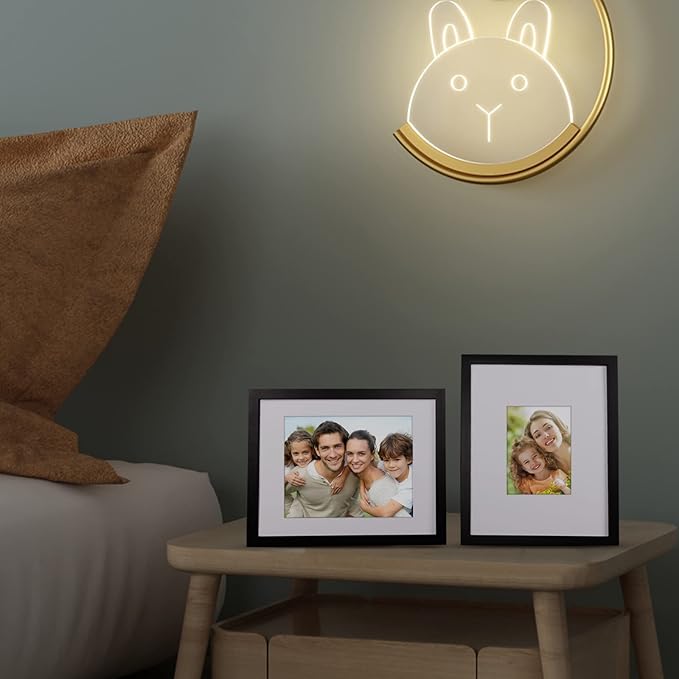 Egofine 11x14 Picture Frame Black - Photo Frame Made of Solid Wood Covered by Plexiglass for Table Top Display Pictures 5x7/8x10 with Mat or 11x14 Without Mat with Wall Mounting Hardware