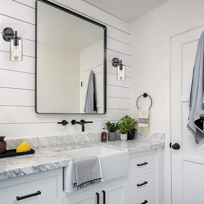 DANSEER Contemporary Oil Rubbed Bronze Bubble Glass Wall Sconces Set of Two Sconce Plug in with Switch