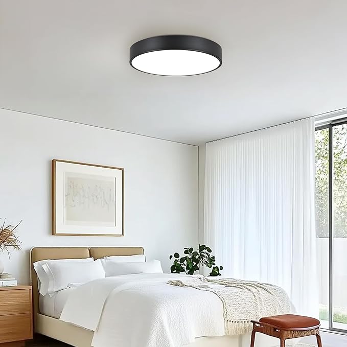 Black Flush Mount Ceiling Light Fixture,4-Light Oversized Close to Ceiling Light, 18.1 Inch Large Light Fixtures Ceiling Mount for Kitchen,Hall,Entryway Bedroom,Bathroom,Living Room,Outdoor