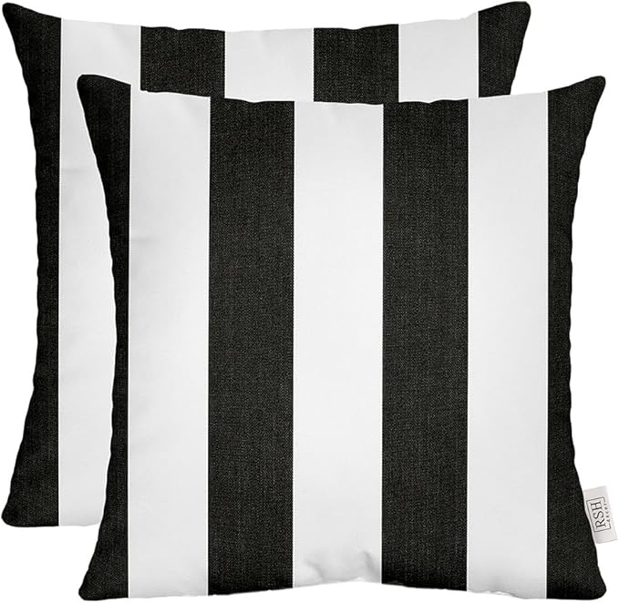 RSH DECOR: Sunbrella Square Throw Pillows Set of 2 | 24" x 24" | Water and Fade-Resistant Performance Fabric | Outdoor Pillow Covers with Down-Alternative Inserts | Cabana Classic