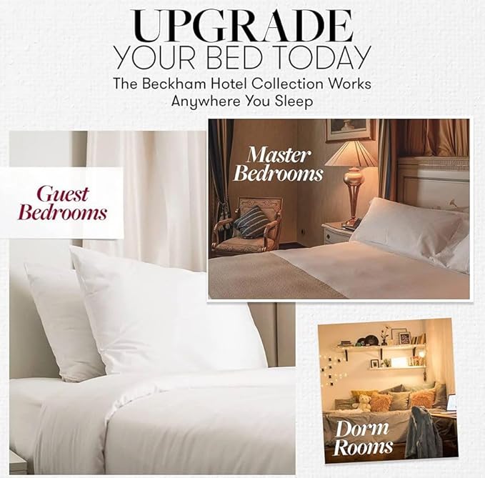 Beckham Hotel Collection Bed Pillows Standard/Queen Size Set of 2 - Original Down Alternative Pillow for Sleeping - Bedding for Back, Stomach or Side Sleepers