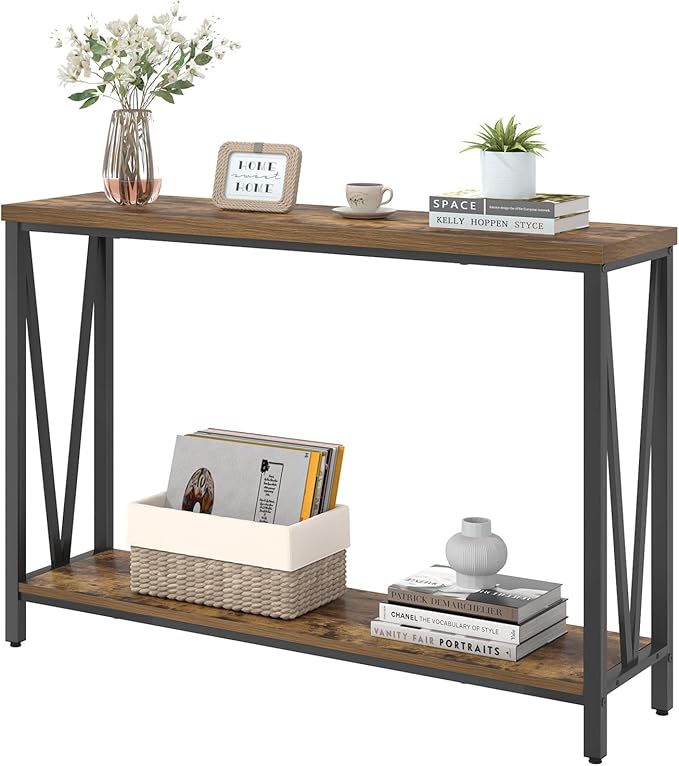 EXCEFUR Entryway Table, Narrow Sofa Console Tables Behind Couch, Modern Entry Table for Hallway Entrance Living Room, Rustic Brown