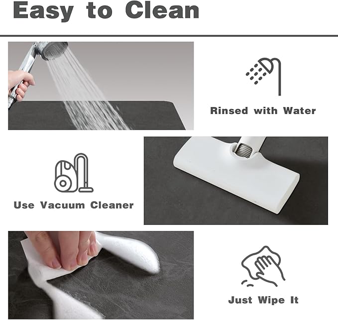 Bath Mat, Bathroom Rugs Non Slip Washable Thin Absorbent Quick Dry Bath Mat Fits Under Door Bathroom Floor Mat Perfect for Bath, Shower, or Sink 17"x59" Dark Grey