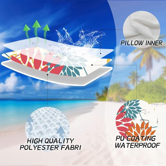 Pink and Orange Floral Pillow Covers 20x20 Set of 2 Fall Outdoor Waterproof Decorative Throw Pillows Valentines Pillowcovers Polyester Cushion Case Decor for Couch Patio Funiture Garden Porch 01R20