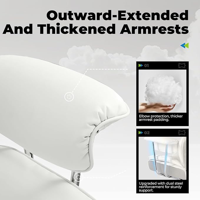 COMHOMA Big and Tall Office Chair, High Back Leather Gaming Chair with Footrest, Executive Ergonomic Office Chairs with Pocket Spring Lumbar Support and with Outward Fixed Soft Armrests