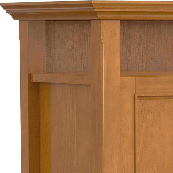 SIMPLIHOME Amherst 54-inch Wide Solid Wood TV Stand in Light Golden Brown, Transitional-Style Media Console for Living Room with Adjustable Shelves and Cable Management