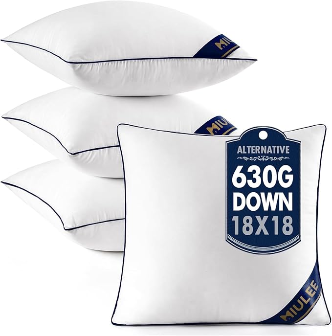 MIULEE 18x18 Pillow Inserts Set of 4 Throw Pillows Premium Down Alternative Pillow Inserts Square Decorative Pillow Stuffer for Sofa, Couch (18x18 inch, Set of 4)