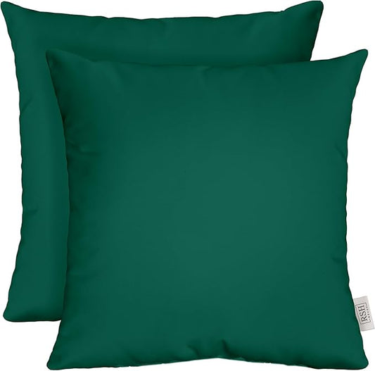 RSH DECOR: Sunbrella Square Throw Pillows Set of 2 | 17" x 17" | Water and Fade-Resistant Performance Fabric | Outdoor Pillow Covers with Down-Alternative Inserts | Canvas Forest Green