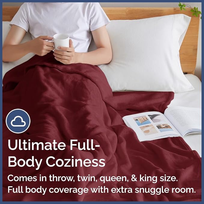 Ultra Soft Fleece Blanket Queen Size - Flannel Fleece Luxury Queen Blanket - Lightweight for Couch Bed Chair - Thick, Warm & Breathable - All Season Cozy Fuzzy Anti-Static Microplush Bedding, Burgundy