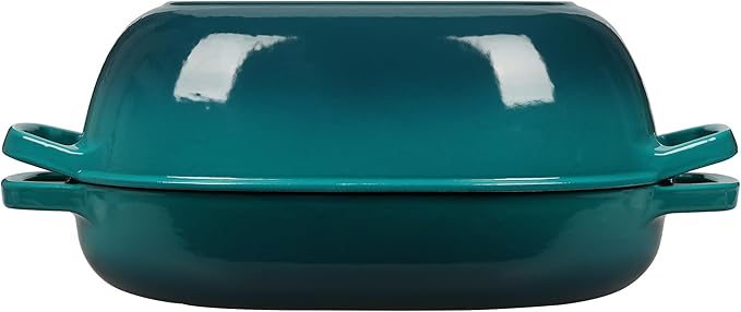 Enameled Cast Iron Dutch Oven Pot with Lid, Oval Dutch Oven for Bread Baking, Bread Oven for Homemade Sourdough Bread Baking, 7qt, Darkcyan