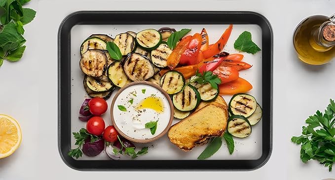 Herogo Baking Sheet Pan Set, 9×6.7×1 Inch Nonstick Carbon Steel Cookie Sheet Bakeware Set for Oven, Multipurpose Kitchen Cookware 2 Pack, Non Toxic & Heavy Duty & Easy Clean-Small