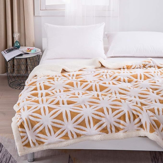 UKELER Yellow Sherpa Fleece Blanket Ultra Plush Lightweight Throw Blankets Cozy Soft Luxury Blanket for Couch Bed 60'' x 50''