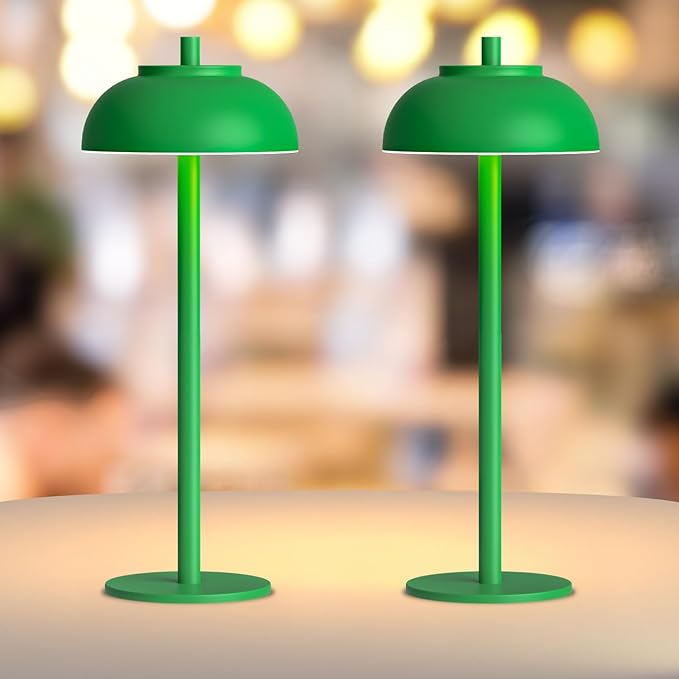 Green Led Cordless Table Lamps Rechargeable Set of 2,Table Lights Battery Operated-IP65 Waterproof-for Outdoor Patio/Restaurants/Home/Dinner/Table Lighting-Touch Control & Dimmable