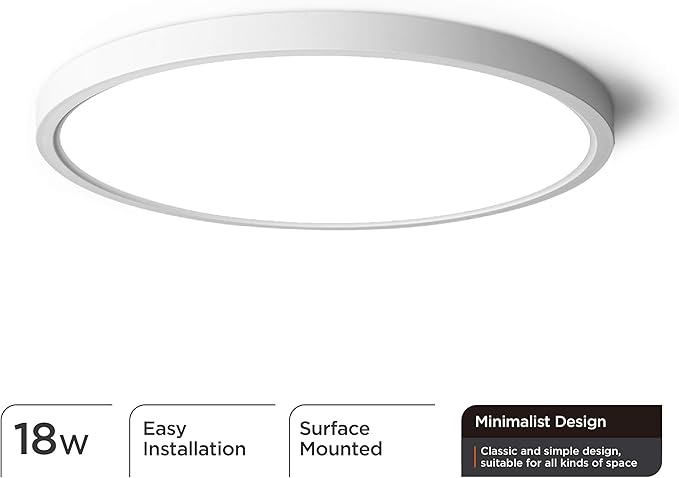 TALOYA Flush Mount Ceiling Light,8 Pack,10 Inch,18W,5000K Daylight Super Slim LED Ceiling Light for Bedroom, Living Room, Kitchen, Laundry and Hallway