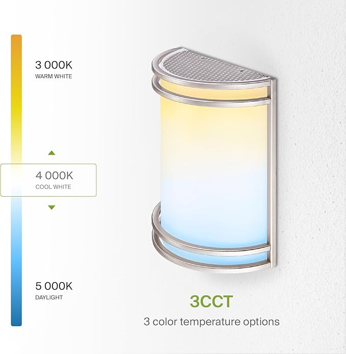 ASD LED Indoor Wall Mount Light Fixture - 10 Inch Modern Interior Brushed Nickel Wall Sconce Lighting - 3000K 4000K 5000K Adjustable - Half Cylinder Hallway Light Fixture - ETL & Energy Star