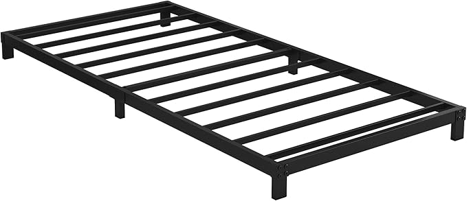 5 Inch Low Bed Frame Twin, Heavy Duty Twin Bed Frames Low Profile, No Box Spring Needed, Easy Assembly, Noise Free, Black