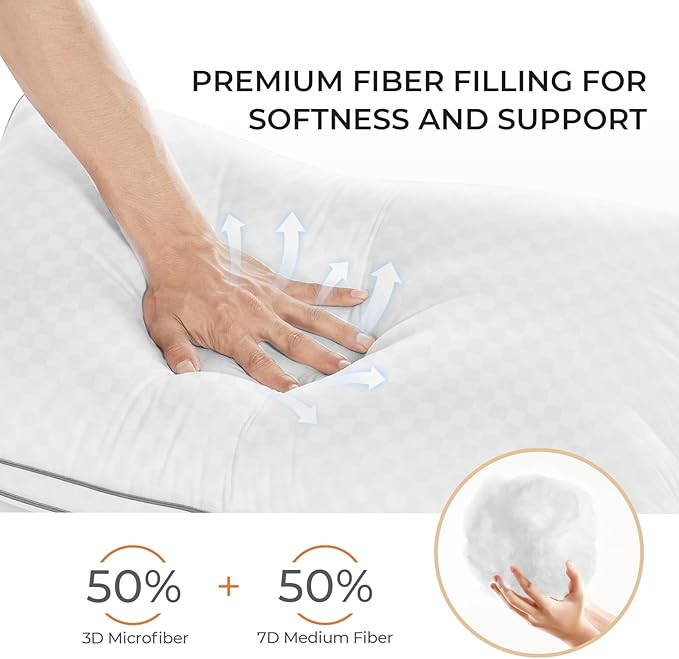 Sweetnight Queen Pillows Set of 2, Hotel Bed Pillows Fluffy Gusseted for Neck and Shoulder, Back Side Sleeper Pillows