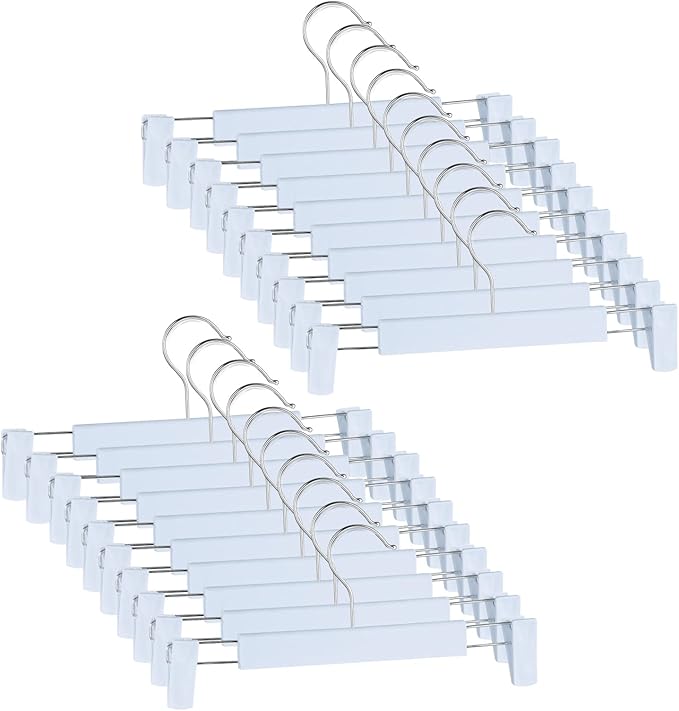 20 Pack Pants Hangers with Adjustable Non-Slip Clips Anti-Rust Hanging Hook for Trouser,Skirts,Jeans,Clothes Hangers Blue