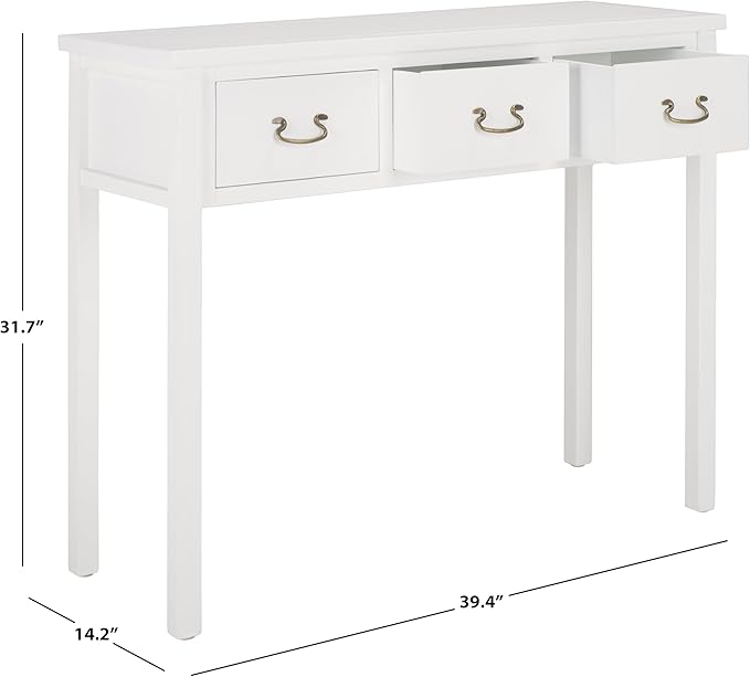 SAFAVIEH Home Collection Cindy Farmhouse White 3-Drawer Console Table