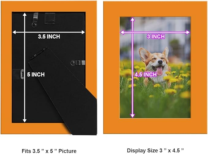Renditions Gallery 3.5x5 inch Picture Frame High-end Modern Style, Made of Solid Wood and High Definition Glass Ready for Wall and Tabletop Photo Display, Orange Frame