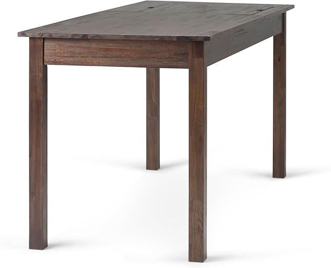 SIMPLIHOME Monroe Desk - 60-Inch Wide Solid Acacia Wood Writing Desk in Distressed Charcoal Brown, Rustic Contemporary Home Office Computer Table with Storage and Built-In USB and Power Outlet