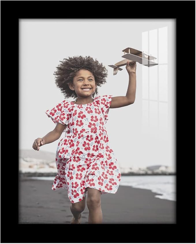 Renditions Gallery 8x10 inch Picture Frame High-end Modern Style, Made of Solid Wood and High Definition Glass Ready for Wall and Tabletop Photo Display, Black Frame