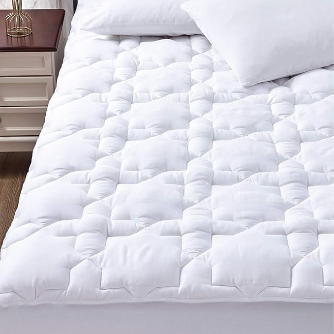 Cozylux Twin XL Cotton Mattress Pad Deep Pocket Quilted Mattress Cover Extra Long for College Dorm PillowTop Mattress Protector Up to 20", Fitted Sheet Mattress Cover, 39x80 inches, White