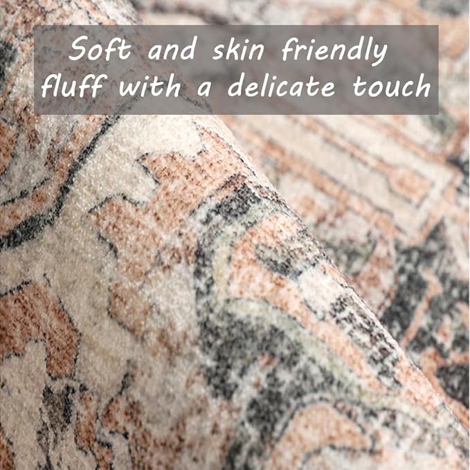 Area Rug 2x3 Washable Rug Door Mat Vintage Distressed Rug Doormat Indoor Entrance Traditional Thin Floral Print Non Slip Carpet for Kitchen Bathroom Bedroom Living Room