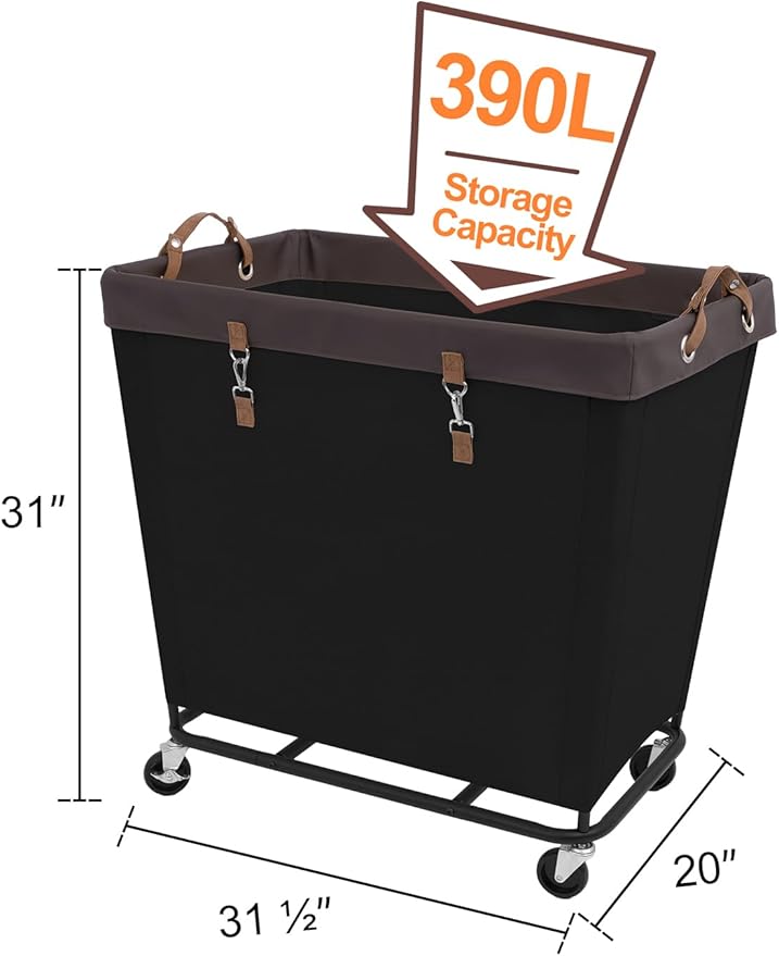 StorageWorks 320L Laundry Basket with Wheels, Extra Large Rolling Hampers for Clothing Organizer, Dirty Clothes Basket for Hote, Home, Closet, Dorm, Black