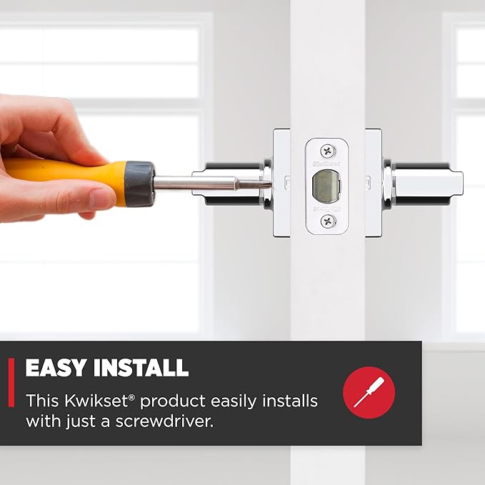 Kwikset Casey Interior Passage Door Handle, Lever For Closet and Hallway Doors, Reversible Non-Locking Handle Lever, Polished Chrome