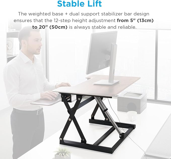 36" Standing Desk Converter, Dyropcurv Series Height Adjustable Computer Desk Ergonomic Home Office Desk for Adults, Sit to Stand Desk with Quiet Motor, Vintage Brown