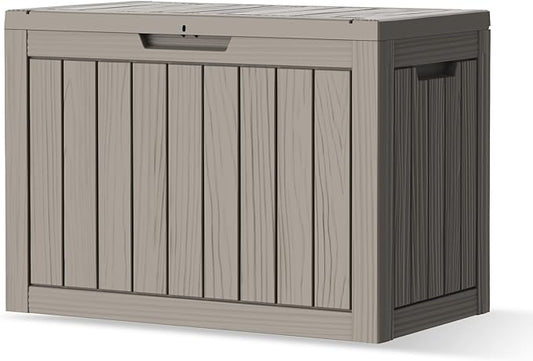 Outdoor Storage Box, 45 Gallon Waterproof Deck Box for Backyard Garden Tools, UV-Resistant Lockable Outside Storage Box for Patio Cushions, Package Delivery Box, Grey