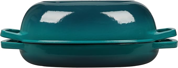 Enameled Cast Iron Dutch Oven Pot with Lid, Oval Dutch Oven for Bread Baking, Bread Oven for Homemade Sourdough Bread Baking, 5qt, Darkcyan