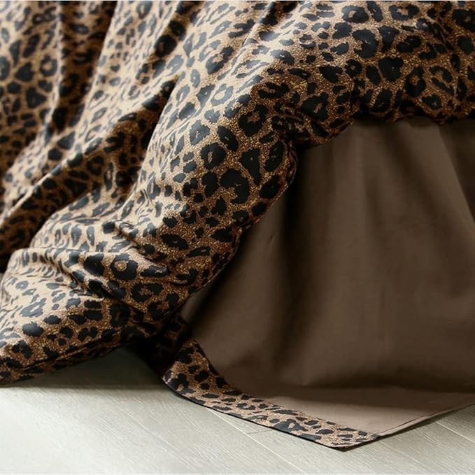 mixinni Animal Cheetah Comforter Set Full 3 Pieces Leopard Print Comforter Sexy Soft Fluffy Brown/Black Floral Printed Pattern Bed Set with 2 Pillowcases for All Season-Full Size