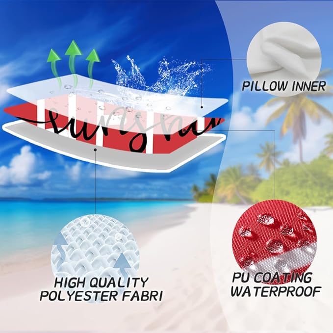 DFXSZ Outdoor Pillow Covers 18x18 Inch Set of 2 Hello Sunshine Decor Red Waterproof Throw Pillow Covers Summer Outdoor Waterproof Pillow Covers Decor for Patio Funiture Garden Sofa Couch 020A18