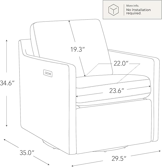CHITA Swivel Accent Chair with Electric Footrests, FSC Certified Upholstered Living Room Sofa Chair with Power Motor, USB and Type-C Ports, Snow