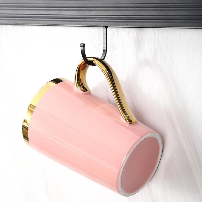 Coffee Mugs,12OZ Ceramic Coffee Mugs Set of 6,Cups with Large Handles for Men Women, Porcelain Big Mug for Tea Latte, Housewarming Wedding Gifts(pink and gold)