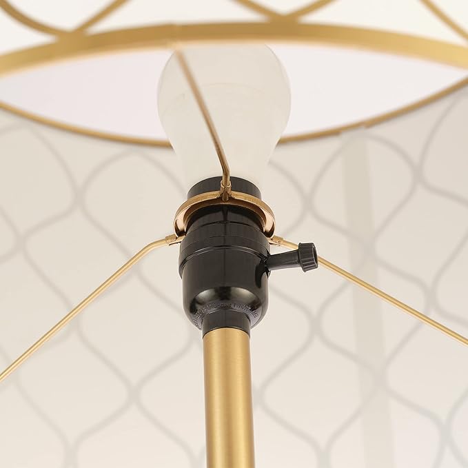 Globe Electric 65787 Kinsley 65" Floor Lamp, Matte Brass, Metal Mesh Over Cotton Shade