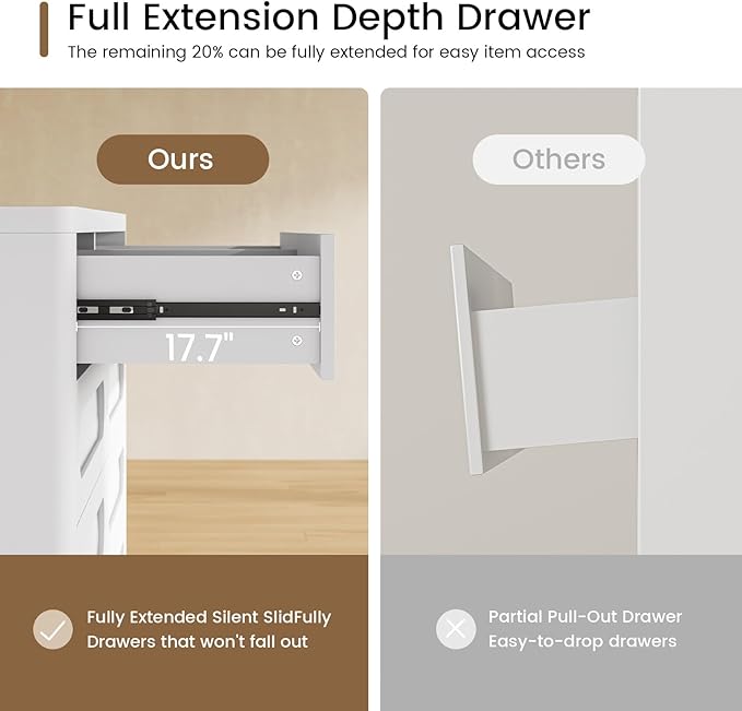 White Dresser for Bedroom with 8 Drawers, 47.2" Wide Dresser for Closet with Deep Drawer, Large Wood TV Stand, Modern Chest of Drawers for Bedroom, Hallway