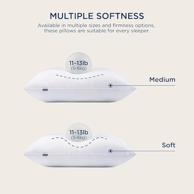 Bedsure Medium Firm Pillows Queen Size, Set of 2, Firm Queen Bed Pillows Hotel Quality Premium Original Down Alternative for Supportive Filling for Side, Back Sleepers