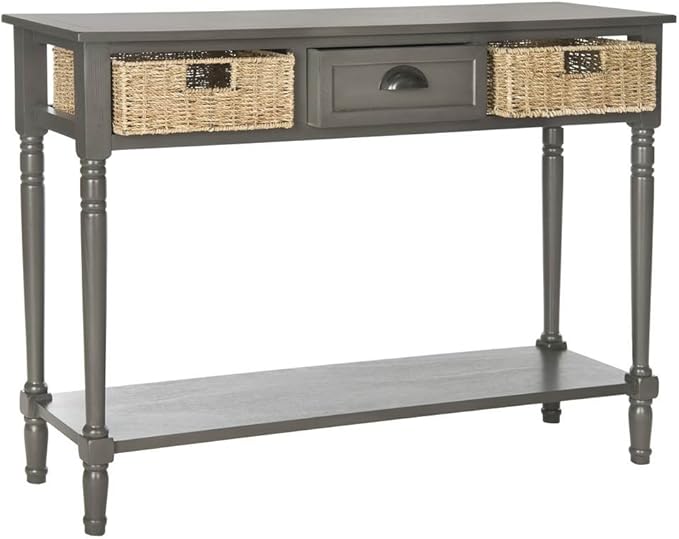 SAFAVIEH American Homes Collection Winifred Grey Wicker Console Table with Storage