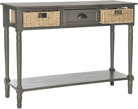 SAFAVIEH American Homes Collection Winifred Grey Wicker Console Table with Storage
