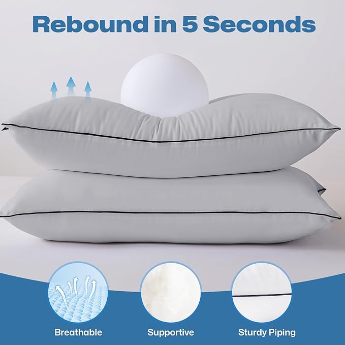 GOHOME Pillows King Size Set of 4 - Bed Pillows for Sleeping 4 Pack, Cooling Supportive Hotel Pillows with Premium Soft Down Alternative Fill for Side Stomach and Back Sleepers