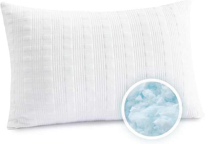 Meoflaw Cooling Pillows for Sleeping Standard Size,Shredded Memory Foam Bed Pillow with Double Sided Material Pillow Case,Adjustable Loft-Slow Rebound Standard Pillow for Side & Back Sleeper