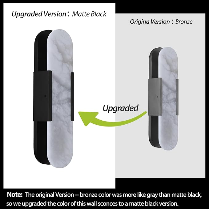 19.7in Matte Black Alabaster Wall Sconces, Natural Marble Wall Sconces Indoor Alabaster Sconces for Living Room Modern Alabaster Sconces Wall Lighting for Dining Room Stairs Bedroom