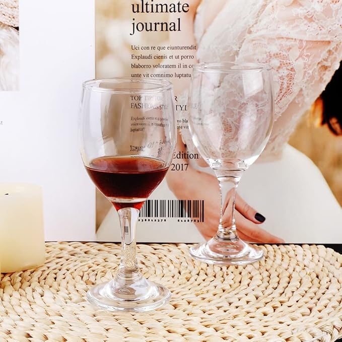 HEIGHT 5.6 Inches 120ML 4 Ounce - Set of 24 Classic Small Red Wine Glasses Durable Clear White Lead-free Glass Cup For Party (Glass, 24Pcs4OZ)